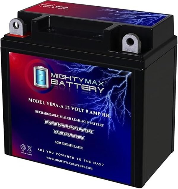 Mighty Max Battery YB9A-A -12 Volt 9 AH, 130 CCA, Rechargeable Maintenance Free SLA AGM Motorcycle Battery