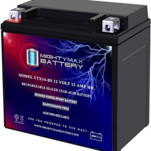 Mighty Max Battery YTX14-BS - 12 Volt 12 AH, 200 CCA, Rechargeable Maintenance Free SLA AGM Motorcycle Battery