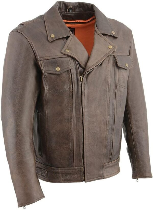 Milwaukee Leather MLM1522 Men's ‘Vented’ Retro Brown Leather Motorcycle Jacket