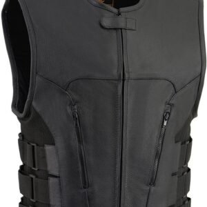 Milwaukee Leather MLM3500 Men's Swat Style Rider Leather Vest w/Single Panel Back for Club Patches