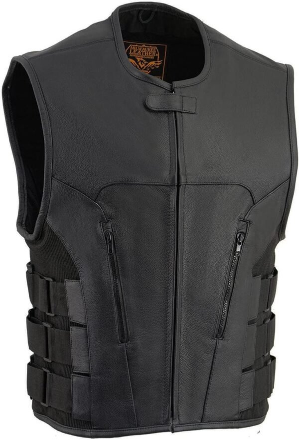 Milwaukee Leather MLM3500 Men's Swat Style Rider Leather Vest w/Single Panel Back for Club Patches