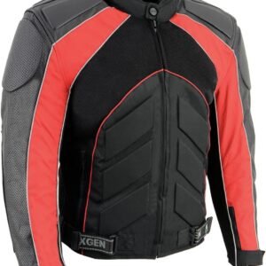 NexGen SH2153 Men's Black CE Armored Motorcycle Textile and Leather Combo Jacket