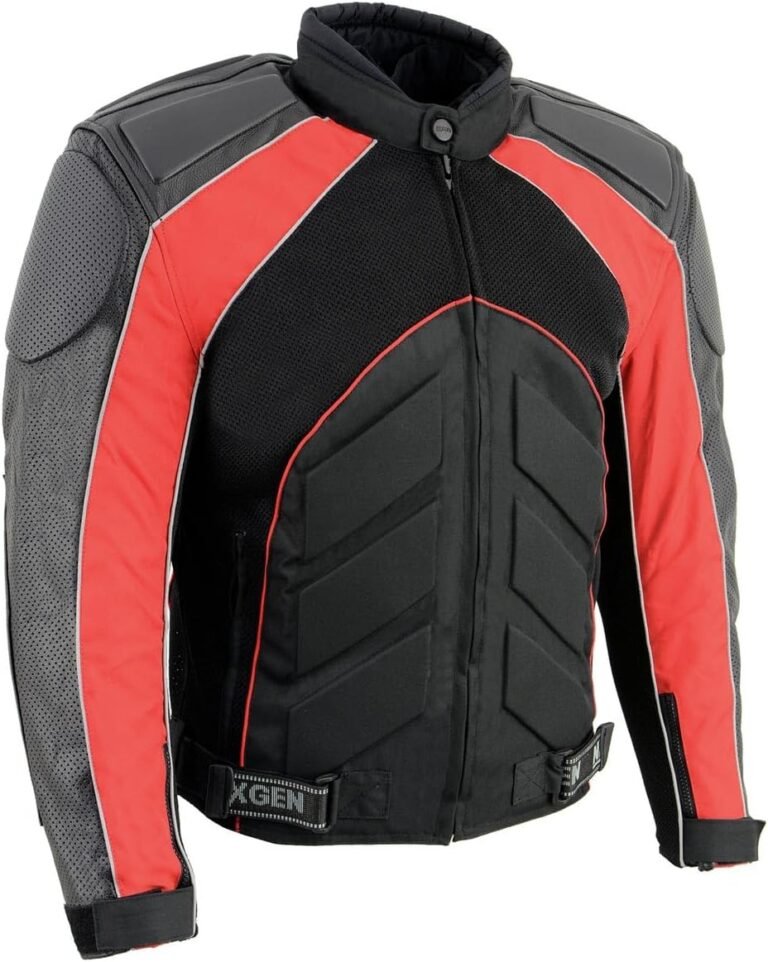 NexGen SH2153 Men's Black CE Armored Motorcycle Textile and Leather Combo Jacket