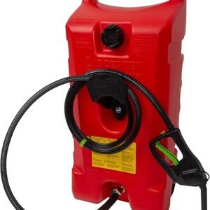 Scepter Duramax 14 Gallon Wheeled Utility Transfer Tank with Manual Pump, Red – Portable Rolling Container with 10-Foot Hose for Equipment, Tractors, Boats, Jet Skis, ATVs and Jobsite Transport