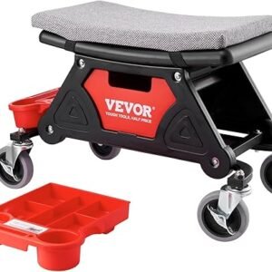 VEVOR Mechanic Stool 300 LBS Capacity Garage Stool Gift for Men, Heavy Duty Rolling Mechanics Seat, with Three Slide Out Tool Trays and Drawer, Tools for Automotive Auto Repair