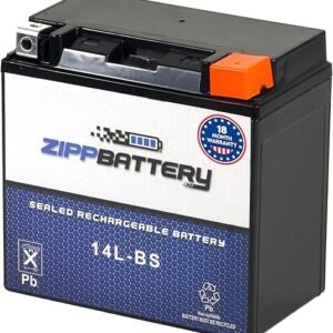 YTX14L-BS Maintenance-Free 12V 14Ah Battery Replacement for ATV, Motorcycle, Jet Skis, Scooter, UTV, and More - Nut and Bolt (T3) Terminal