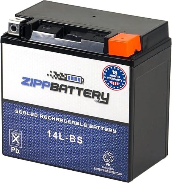 YTX14L-BS Maintenance-Free 12V 14Ah Battery Replacement for ATV, Motorcycle, Jet Skis, Scooter, UTV, and More - Nut and Bolt (T3) Terminal