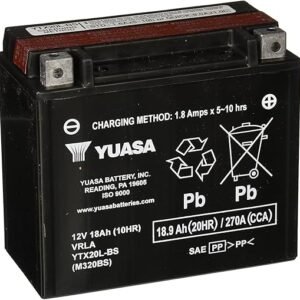 Yuasa YUAM320BS YTX20L-BS Maintenance Free AGM Battery with Acid pack