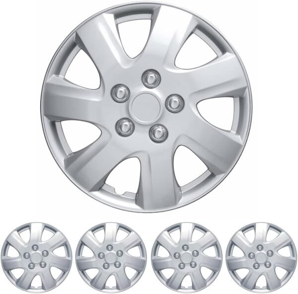 BDK 16" Inch Hubcaps Set of 4 Automotive Wheel Tire Covers Accessories, Compatible/Replacement for Chevy Chevrolet Dodge Ford Honda Mazda VW Volkswagen and More
