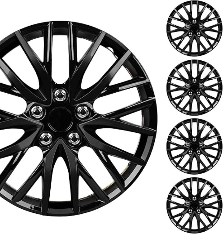 BDK (4-Pack) Premium Black Hubcaps 16" Wheel Rim Cover Hub Caps OEM Style Direct Replacement Snap On Car Truck SUV Van - 16 Inch, Set of 4