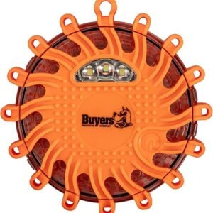 Buyers Products 8891016 Rechargeable 4 Inch Round LED Road Strobe/ Flare, Magnetic, Road Safety Supplies, Emergency Road Equipment, Orange