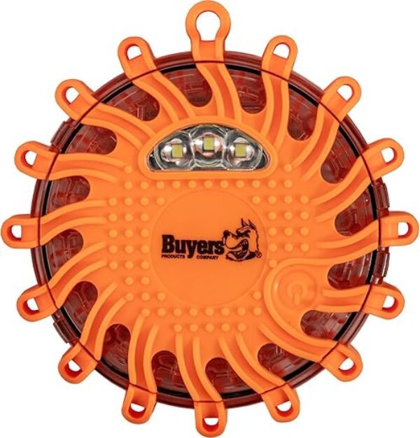 Buyers Products 8891016 Rechargeable 4 Inch Round LED Road Strobe/ Flare, Magnetic, Road Safety Supplies, Emergency Road Equipment, Orange