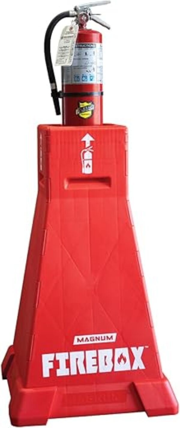 MAGNUM Firebox, Portable Fire Extinguisher Stand, OSHA Compliant, Emergency Fire Extinguisher Safety Station Stand for Construction Jobsites, Easy to Assemble and Disassemble, Holds up to 30 Lbs