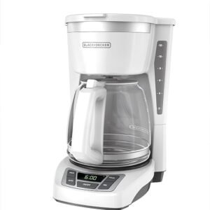 BLACK+DECKER CM1160W-1 CM1160W 12-Cup Programmable Coffeemaker, White/Stainless Steel