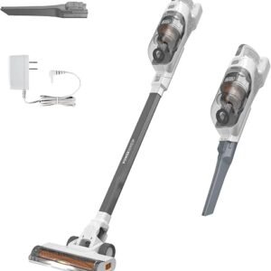 BLACK+DECKER POWERSERIES+ 20V MAX Cordless Stick Vacuum Cleaner with LED Floor Lights, Bagless, Lightweight, Cordless Vacuum Cleaners for Home, Up to 44 Minutes, Powerful Suction, Gray (BHFEA520J)
