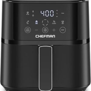 Chefman Air Fryer – 4 QT Compact Airfryer for Quick & Easy Meals in Minutes, Features Hi-Fry Technology for Extra Crisp, Touchscreen Controls with 4 Presets, Nonstick & Dishwasher Safe Basket - Black