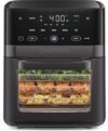 Chefman Air Fryer 6-in-1, XL 14-Quart Multifunctional Airfryer with Touchscreen Controls, Rotisserie, Food Dehydrator, Convection Oven, Bake, Broil, and Reheat Functions, Windowed Door – Black