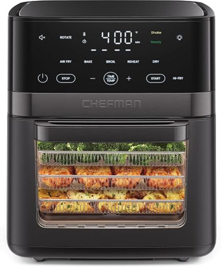 Chefman Air Fryer 6-in-1, XL 14-Quart Multifunctional Airfryer with Touchscreen Controls, Rotisserie, Food Dehydrator, Convection Oven, Bake, Broil, and Reheat Functions, Windowed Door – Black