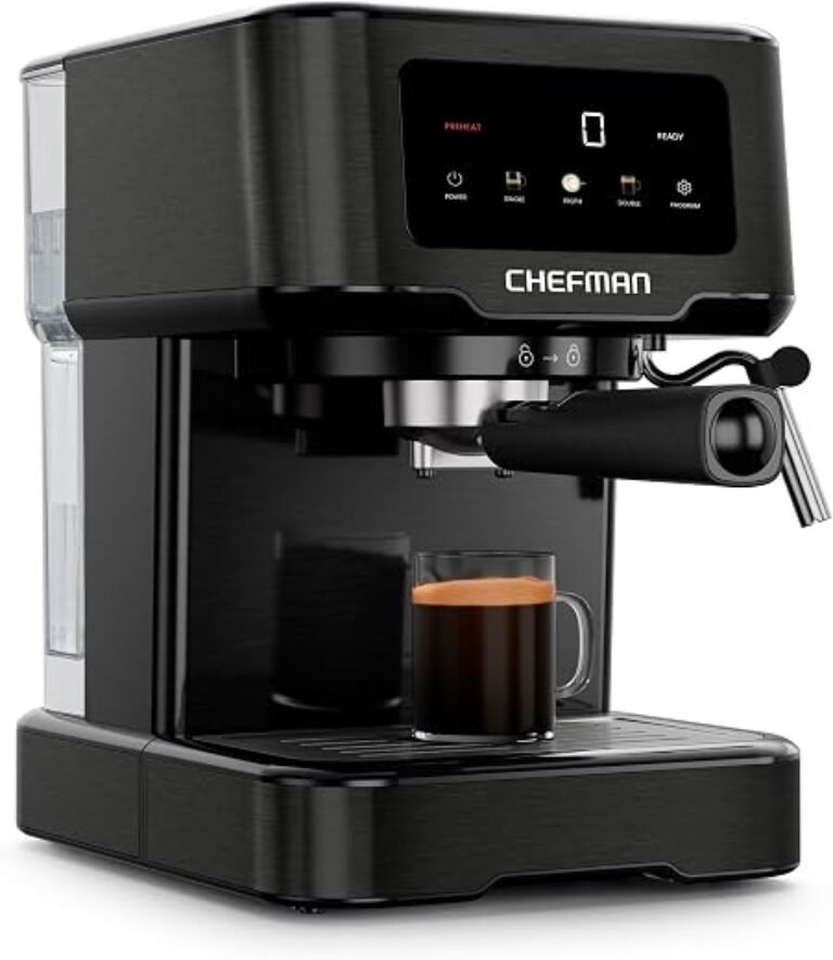 Chefman CraftBrew Espresso Machine, 15-Bar Pump Digital Espresso Maker w/Steam Wand for Latte & Cappuccino, Compact Espresso Coffee Machine w/ 1.5L Removable Water Reservoir - Stainless Black