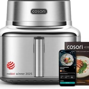 Cosori Iconic Stainless Steel Air Fryer, 6.5Qt, PFAS Free Ceramic Coating