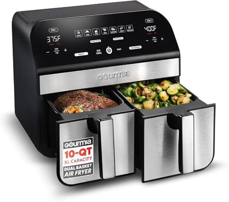Gourmia Air Fryer - 10 Qt Dual Basket Capacity, Stainless Steel