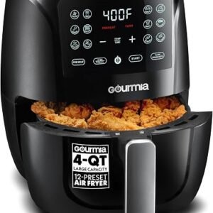 Gourmia Air Fryer - 4 Qt Basket Capacity, 12 Cooking Presets, Black