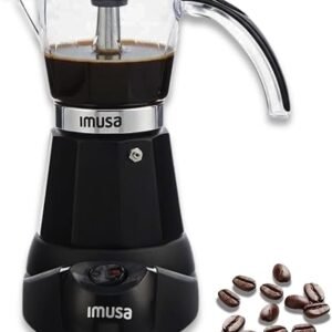 IMUSA 6 or 3 Cup Electric Espresso Maker with Cool-touch Handle, Black