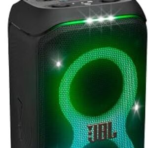 JBL PartyBox Stage 320 - Portable Party Speaker with Telescopic Handle & Wide, Sturdy Wheels, Powerful JBL Pro Sound, Futuristic lightshow, Up to 18 Hours of Play time, Splash Proof (Black)