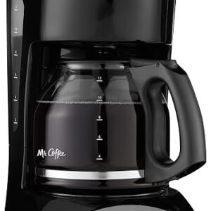 Mr. Coffee Black Coffee Maker, 12 Cups, with Auto Pause and Glass Carafe, Perfect for Home and Office Use