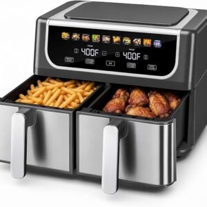 OLIXIS Dual Air Fryers with 2 Baskets 9.5 Quarts Large Airfryer 10-in-1