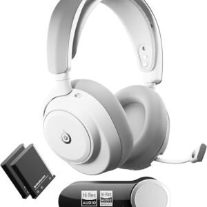 SteelSeries Arctis Nova Pro Omni - Hi-Res Wireless Gaming Headset, 96kHz/24bit, ANC, ClearCast Pro Mic, AI Noise Rejection, Mobile App, Mix 2.4GHz + BT, OmniPlay PC+PlayStation+Xbox - White