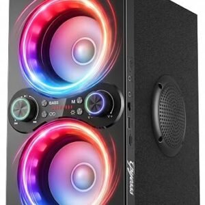 TPyesss Party Loud Bluetooth Speaker: 80W Peak Powerful Bass, Long Playtime, Vibrant Lights, Portable Wireless Speakers with TWS Pairing, Large Subwoofer for Outdoor, Garage & Home