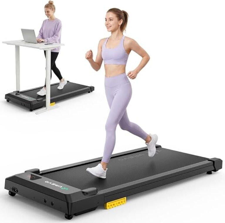 UREVO Smart Walking Pad, Standing Desk Treadmill with Double Shock Absorption, Quiet Operation, Workout APP with Track Insights and MIIT Mode, Plug and Play, Remote or APP Control for Home Office