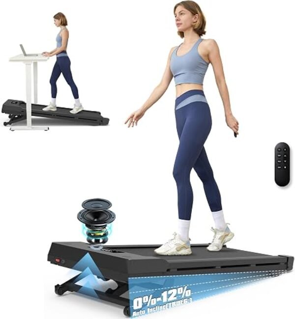 Walking Pad Treadmill 450 lb Capacity, Auto Incline Under Desk Treadmill