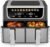 2 Baskets Air Fryer 9.5 QT, 10 in 1 Dual Air Fryers with Ceramic Crisper Plate, 80-450°F Wide Temp, Smart Cooking Mode with Match & Sync Cook, Shake Reminder, Roast, Defrost, Bake, Black