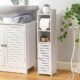 AOJEZOR Toilet Paper Holder Stand: Bathroom Storage Cabinet Beside Toilet for Small Space Bathroom with Toilet Roll Holder – White