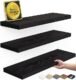 BAYKA Floating Shelves for Wall, Wall Mounted Rustic Wood Shelves for Bathroom, Bedroom, Living Room, Kitchen, Hanging Shelf for Books/Storage/Room Decor with 22lbs Capacity (Black, Set of 3, 15.7in)