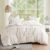Comfort Spaces Cream King Size Duvet Cover Set – 3 Pieces Pintuck Pleated Duvet Cover, All Season Lightweight, Extra Softness Pre-Washed Microfiber King Bedding Cover Shams