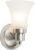 Design House 504977 Village Traditional 1-Light Indoor Dimmable Wall Sconce with Frosted Flute Glass and Twist On/Off Switch Bathroom Bedroom Hallway, 8.25″H x 5.1″W, Satin Nickel