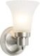 Design House 504977 Village Traditional 1-Light Indoor Dimmable Wall Sconce with Frosted Flute Glass and Twist On/Off Switch Bathroom Bedroom Hallway, 8.25″H x 5.1″W, Satin Nickel