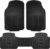 FH Group Automotive Floor Mats Solid ClimaProof for all weather protection Universal Fit Trimmable Heavy Duty fits most Cars, SUVs, and Trucks, 3pc Full Set Black