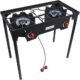 Gas One Propane Double Burner Two Burner Camp Stove Outdoor High Pressure Propane 2 Burner Adjustable PSI Regulator and 4ft Steel Braided Hose With Removable Legs