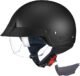 GLX M14 Open Face Motorcycle Helmet – Matte Black, Large – DOT Approved