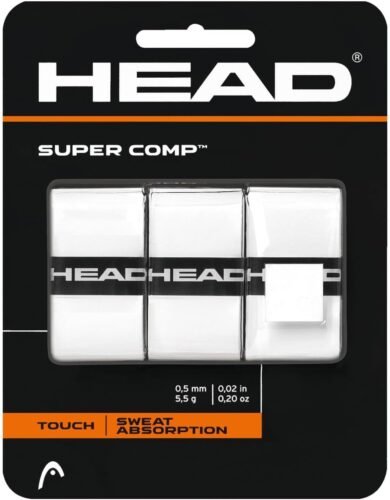 HEAD Super Comp Racquet Overgrip – Tennis Racket Grip Tape – 3-Pack, White