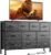 Dresser for Bedroom 10 Drawer Dresser TV Stand with Power Outlet, Entertainment Center Chest of Drawers for 55 Inch TV, Black Fabric for Bedroom Living Room Hallway Closets