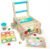 Melissa & Doug Wooden Shape Sorting Grocery Cart Push Toy and Puzzles