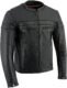 Milwaukee Leather LKM1725 Men’s Black Leather Sporty Crossover Scooter Motorcycle Jacket w/Reflective Piping