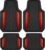 Motor Trend ChromeTech Car Floor Mats Full Set – Durable Rubber Floor Mats for Cars with Two Tone Accent, All Weather Interior Protection for Front and Rear with Non-Slip Backing, Red Chrome