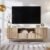 OKD Luxury 70″ Fluted TV Stand, Modern Chic Entertainment Center for TVs Up to 80 inches, TV Console with Faux Marble Top, Curved Profile Design, Media Console for Living Room, Natural Oak